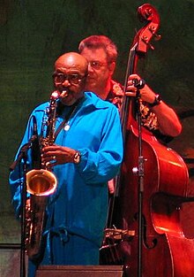 James Moody with Todd Coolman at a jazz festival