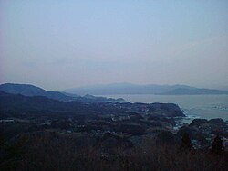 Northern Karakuwa coastline, with Iwate prefecture in the background, taken from the top of Isaribi Park