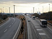 愛知県小牧市付近。東名高速道路と名神高速道路と中央自動車道の分岐点である小牧JCT