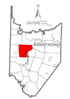 Map of Armstrong County, Pennsylvania, highlighting East Franklin Township