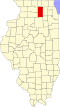 State map highlighting DeKalb County