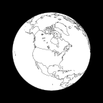 Figur 8: Sikten mot jorden 4 timmar efter apogeum-passagen under förutsättning att apogeums-longituden är 90° öst. Satelliten befinner sig på en höjd av 24043 km över punkten 92.65° öst 47.04° nord.