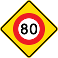 (W10-3) 80 km/h speed limit ahead