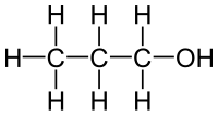 Fórmula estructural de la molécula de propanol