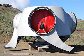 Moyeu d'une éolienne sans pales (Enercon E-70) sur l’île de El Hierro (Canaries).