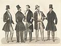 Top hats in the 1840s. Swedish fashion plate from 1847