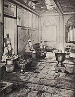 Stone tables in this Zoroastrian Urvisagh ceremonial chamber resemble the stone tables and basins found at Teniky[1]