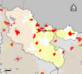 Localisation de l'aire d'attraction de Farébersviller dans le département de la Moselle.