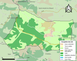 Carte en couleurs présentant l'occupation des sols.