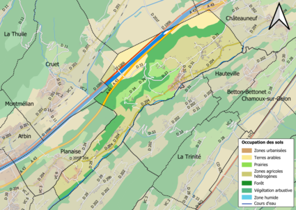 Carte en couleurs présentant l'occupation des sols.