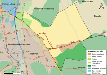 Carte des infrastructures et de l'occupation des sols en 2018 (CLC) de la commune.