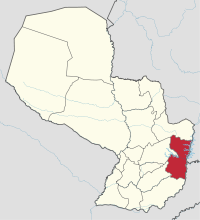 Map of Paraguay highlighting the department