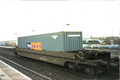 A picture of a P&O Nedlloyd inter-modal freight well car at Banbury station in the year 2001.