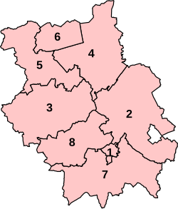 Numbered map of the parliamentary constituencies of Cambridgeshire created by the 2023 boundary review and first used at the 2024 UK general election.