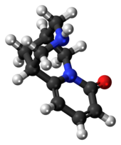 Ball-and-stick model of the cytisine molecule