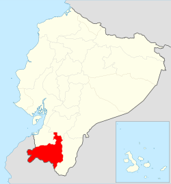 Location of Loja Province in Ecuador.