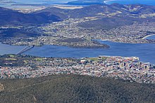 Aerial view of Hobart