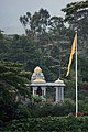 Iravian temple view from afar with flag