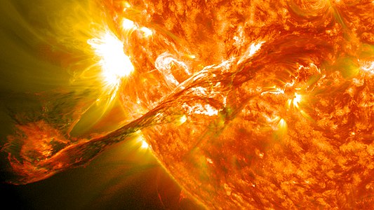 Solar flare, by Goddard Space Flight Center