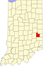 Map of Indiana highlighting Fayette County