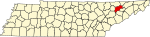 State map highlighting Grainger County