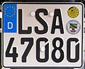 The EU uses the emblem in a number of ways, here on vehicle registration plates. The "D" in this photo indicates Germany (Deutschland).