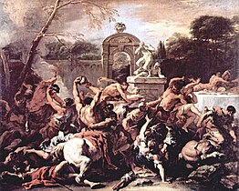 Pintura de Sebastiano Ricci, de centauros en las bodas de Pirithous, rey de los Lapithae.