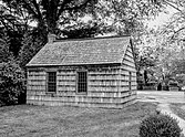 Town school house, rear view