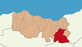 Map showing Çaykara District in Trabzon Province