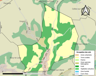 Carte en couleurs présentant l'occupation des sols.