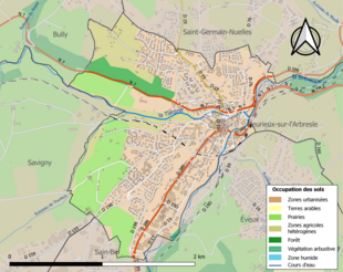 Carte en couleurs présentant l'occupation des sols.