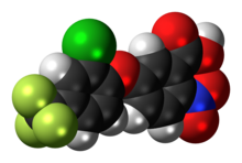 Space-filling model of acifluorfen