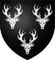 Sable three bucks' heads cabossed argent