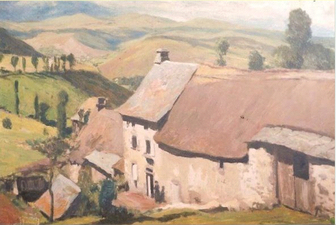 Attribué à Charles Jaffeux, Environs de Murat, huile sur bois, œuvre non sourcée, localisation inconnue.