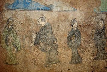 A Western Han fresco depicting Confucius and Laozi, from a tomb of Dongping County, Shandong, China