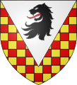 Cubitt, Baron Ashcombe: Chequy gules and Or, on a pile argent a lion's head sable.