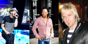 DC Talk members left to right: Toby McKeehan, Michael Tait, Kevin Max Smith