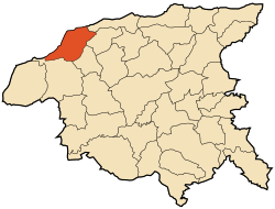 Location of the commune in the Chlef Province.