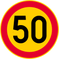 Nopeusrajoitus/Hastighetsbegränsning (50 km/h)