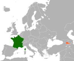 Mappa che indica l'ubicazione di Francia e Armenia