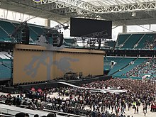 Set design of Joshua Tree Tour 2017 seen at the Hard Rock Stadium in Miami Gardens, Florida prior to a show.