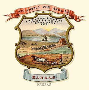 Coat of arms of Kansas at Historical coats of arms of the U.S. states from 1876, by Henry Mitchell (restored by Godot13)