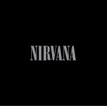 Black square with the gray word "NIRVANA" in the center.