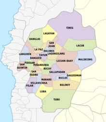 Political map of Abra province showing its component municipalities