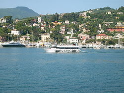 The sea front and harbour of Rapallo.