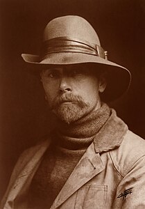 Self-portrait, at and by Edward S. Curtis (restored by Adam Cuerden)