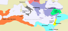 Empire byzantin tel qu'il apparait aux environs de 1180