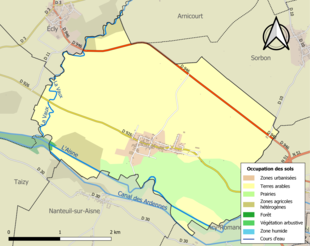 Carte en couleurs présentant l'occupation des sols.