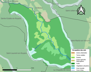 Carte en couleurs présentant l'occupation des sols.