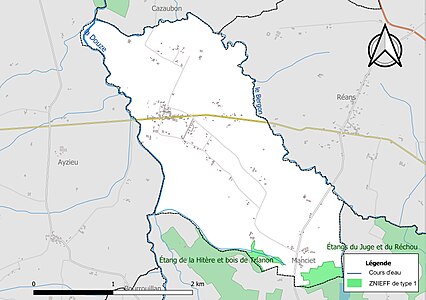 Carte de la ZNIEFF de type 1 sur la commune.